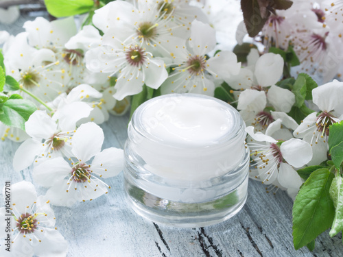 natural facial cream with spring blossom  fresh as spring flowers