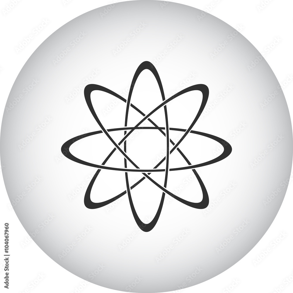 Atom physics sign simple icon on round background Atom physics sign simple icon on round background