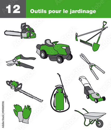 Icônes outils de jardin, jardinage