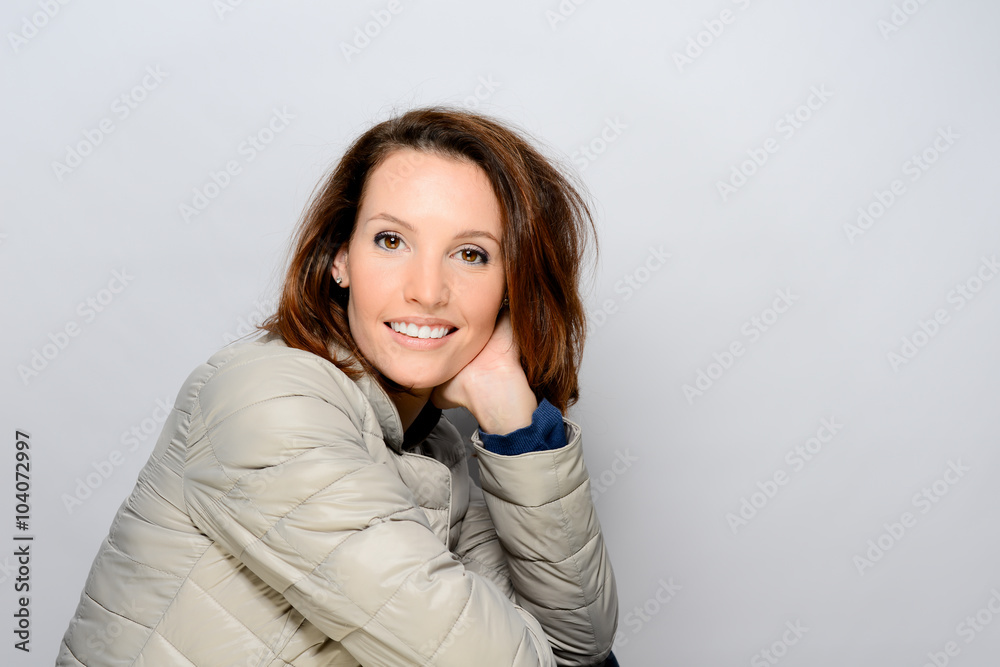 fashion studio portrait of a pretty young woman in winter outfit fashion studio portrait of a pretty young woman in winter outfit