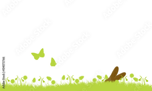 Osterwiese mit osterhase