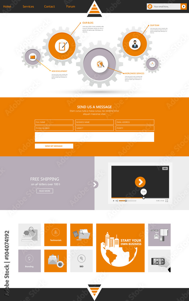 One page website design template. Vector Design.
