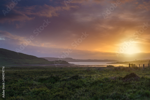Sunset in rural landscape, isle of Skye, Scotland