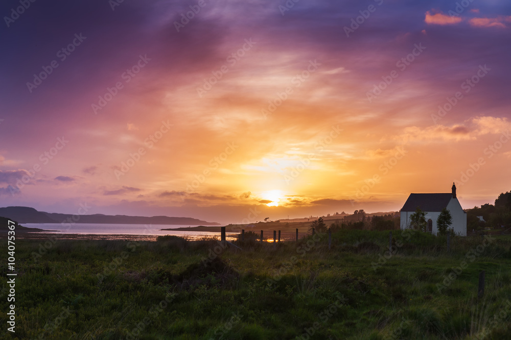 Sunset in rural landscape, isle of Skye, Scotland Sunset in rural landscape, isle of Skye, Scotland