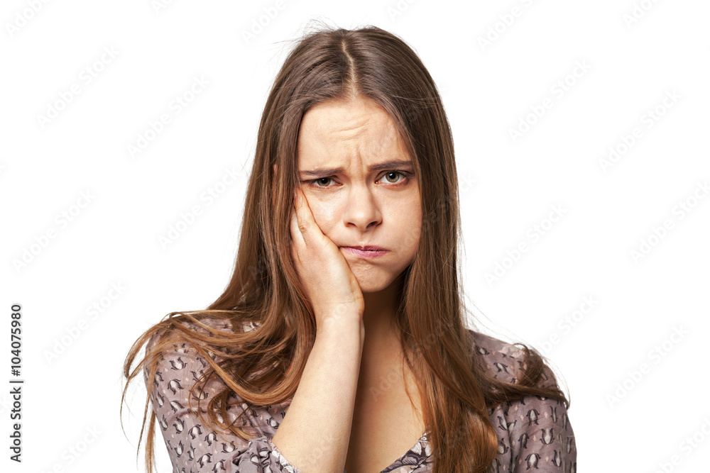 Portrait of young beautiful woman with toothache isolated. Portrait of young beautiful woman with toothache isolated.