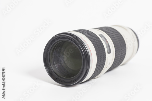 Camera Professional photo lens over white background
