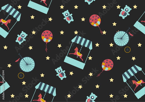Seamless background pattern of carousel horse,Vector illustrations