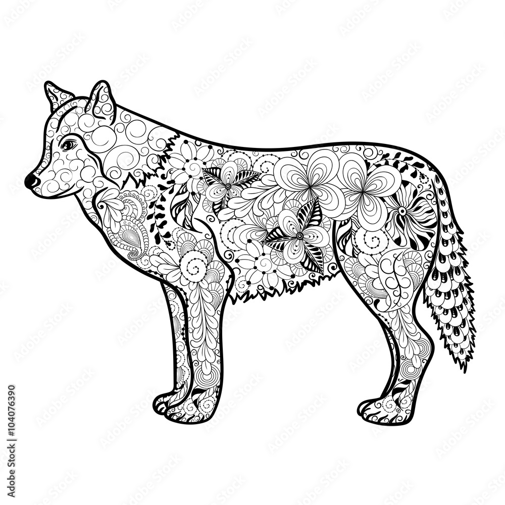 Fototapeta premium Wolf doodle