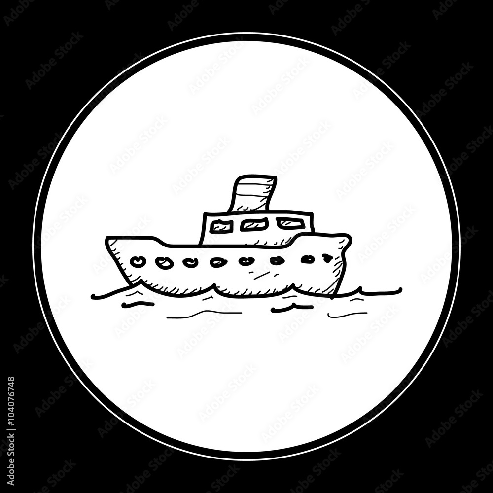Obraz premium Simple doodle of a ship