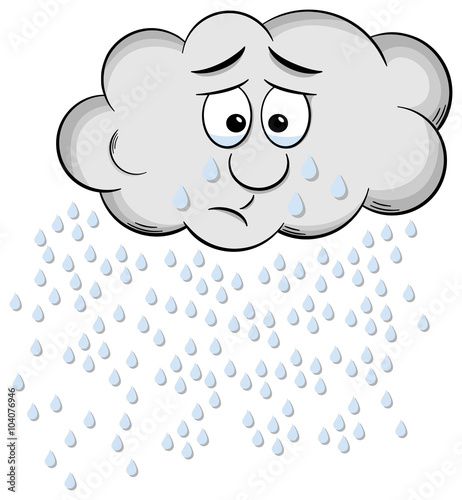 weinende und regnenede Cartoon Wolke 