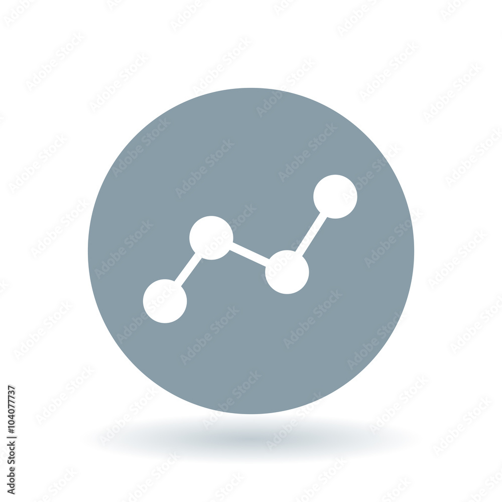 Connected circles icon. Integrated dots sign. Abstract connection symbol. White abstract success icon on cool grey circle background. Vector illustration. Connected circles icon. Integrated dots sign. Abstract connection symbol. White abstract success icon on cool grey circle background. Vector illustration.