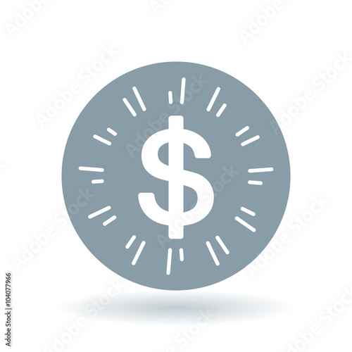 Dollar symbol. Dollar icon. Dollar sign. White American dollar icon on cool grey circle background. Vector illustration.