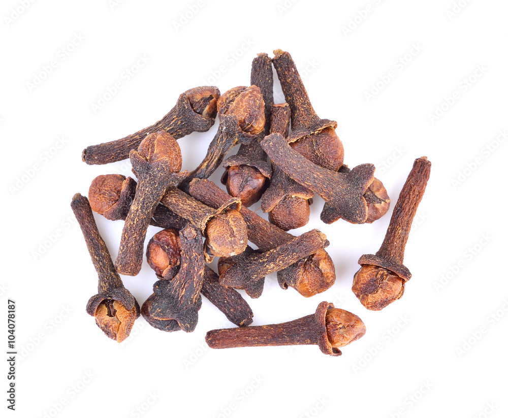 Spice cloves on white background Spice cloves on white background