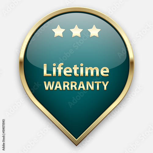 Green lifetime warranty plate in golden frame