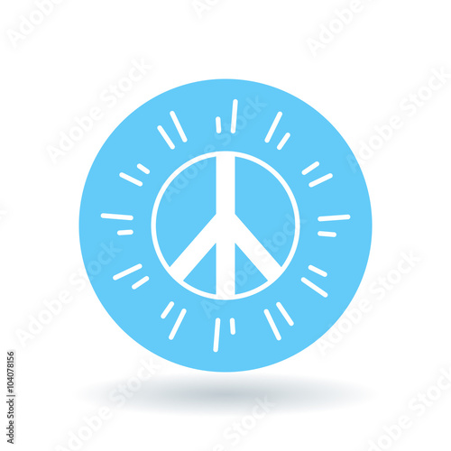 Peace icon. Peace sign. Peace symbol. White peace icon on blue circle background. Vector illustration.
