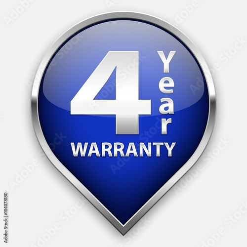 Blue 4 year warranty plate in silver frame