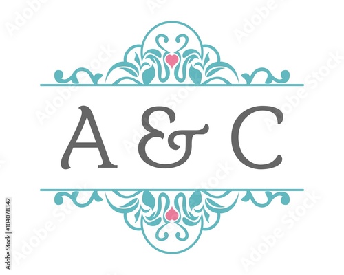 A & C Initial Wedding Ornament Logo