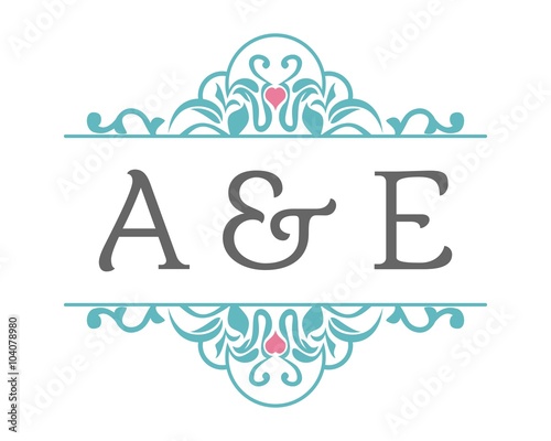 A & E Initial Wedding Ornament Logo