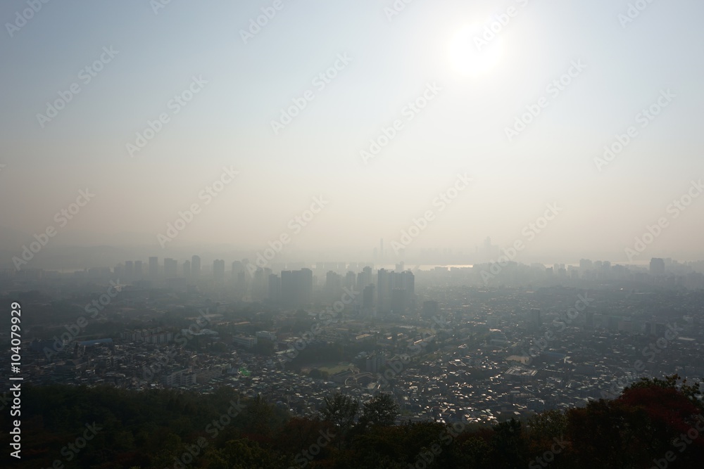 mist in the seoul city