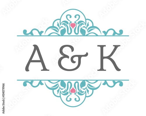 A & K Initial Wedding Ornament Logo