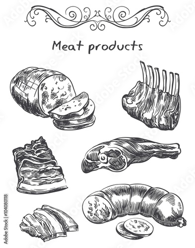 sketches of meat foods 