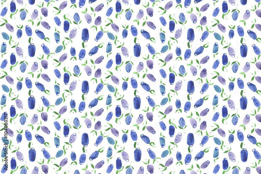 Watercolor pattern and background of blueberry indigo Watercolor pattern and background of blueberry indigo