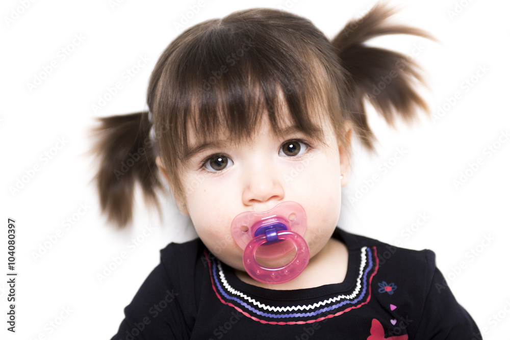 Portrait of a 2 year old girl isolated on white background Portrait of a 2 year old girl isolated on white background