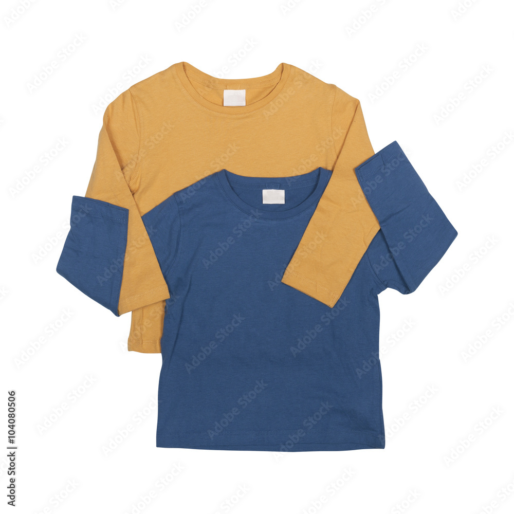 blue and yellow shirts isolated on a white blue and yellow shirts isolated on a white
