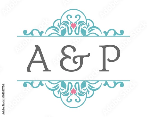 A & P Initial Wedding Ornament Logo