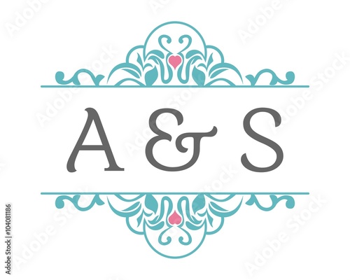 A & S Initial Wedding Ornament Logo