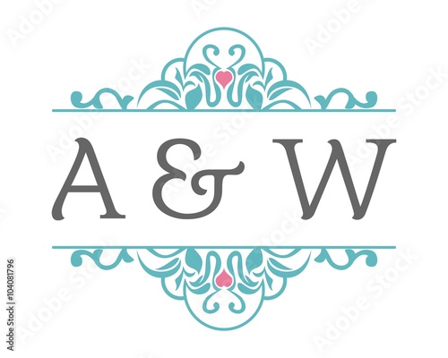 A & W Initial Wedding Ornament Logo