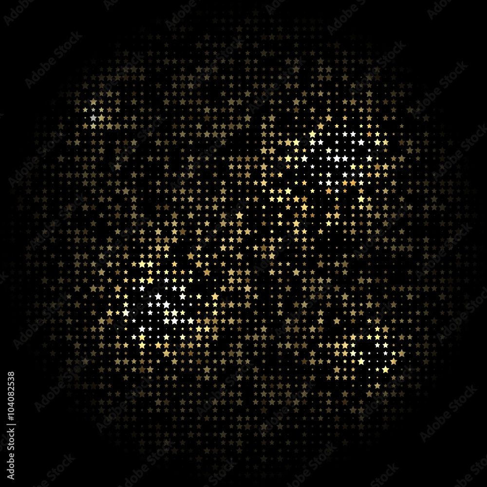 Black background with gold stars arranged in a circle. Black background with gold stars arranged in a circle.