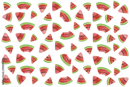 Watercolor Water melon background pattern