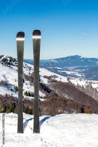 Ski on mountain top
