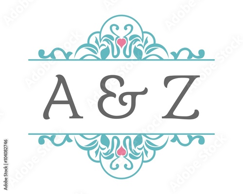 A & Z Initial Wedding Ornament Logo