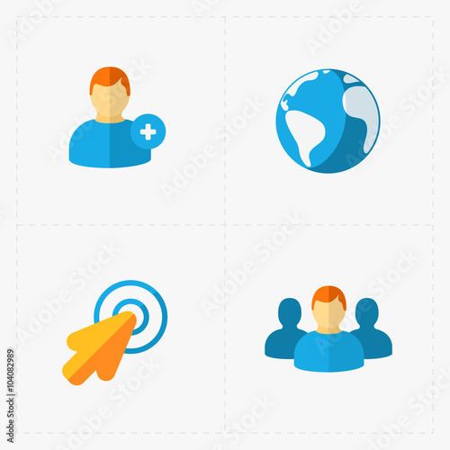 Modern colorful flat social icons set on White