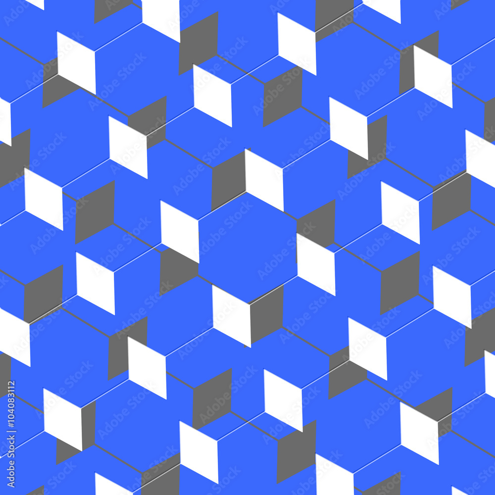 Box abstract cubist art illusion in blue and grey Box abstract cubist art illusion in blue and grey