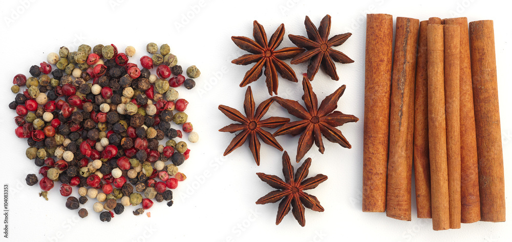 Fototapeta premium Assortment spices on white background
