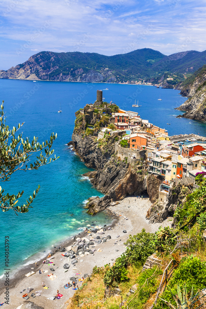 Vernazza - beautiful village in Ligurian coast of Italy , famous Cinque terre