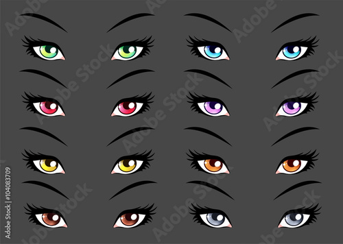 Set of anime, manga style eyes