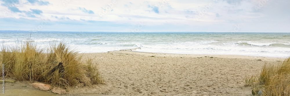 Tableau sur aluminium avec Urlaub am Meer - Dünen und Sand an der deutschen Küste - Banner / Panoroma #104083935