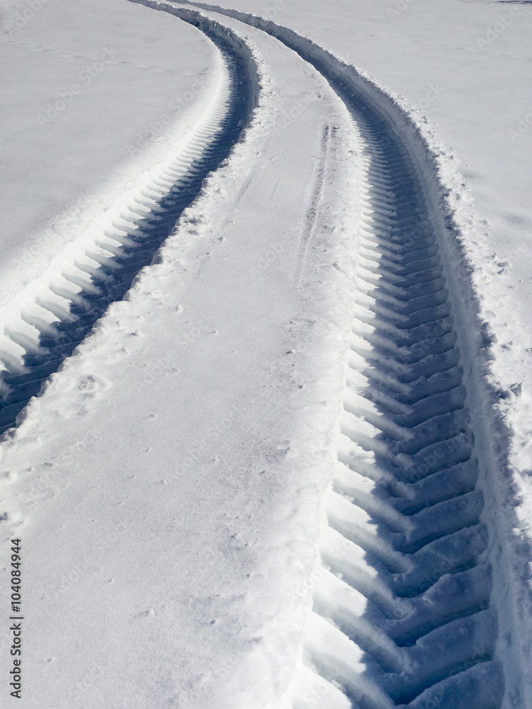 tractor trace in snow