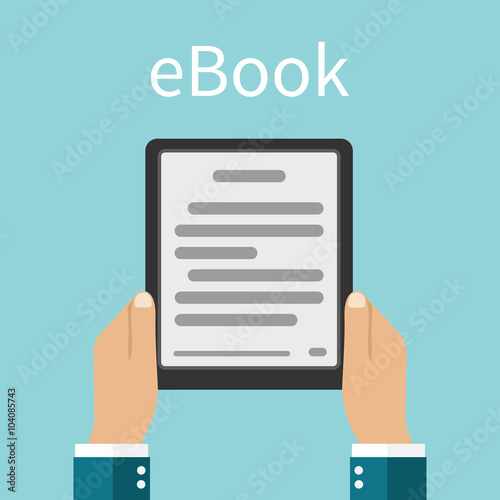 E-book. Man holding an e-book in hands. Digital book. Reading E-