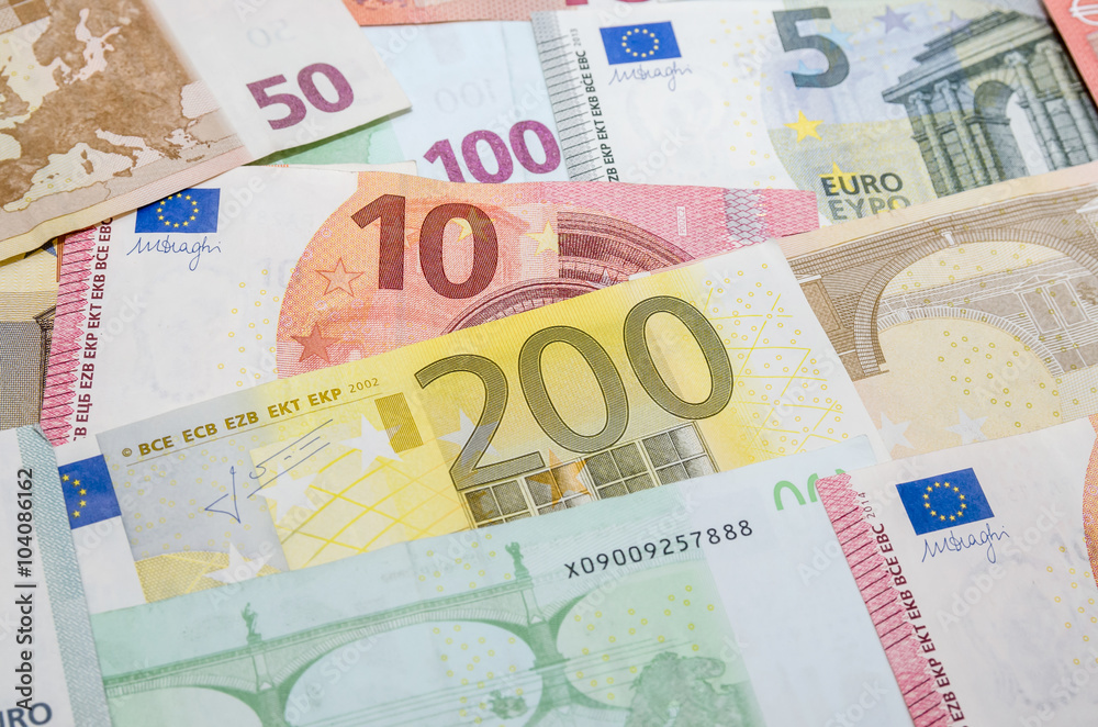 euro banknotes stacked by value euro banknotes stacked by value