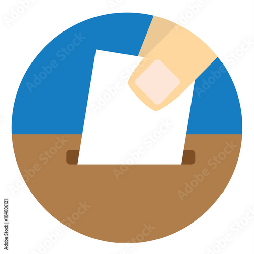 Close up of fingers dropping a blank slip of paper into a ballot or suggestions box