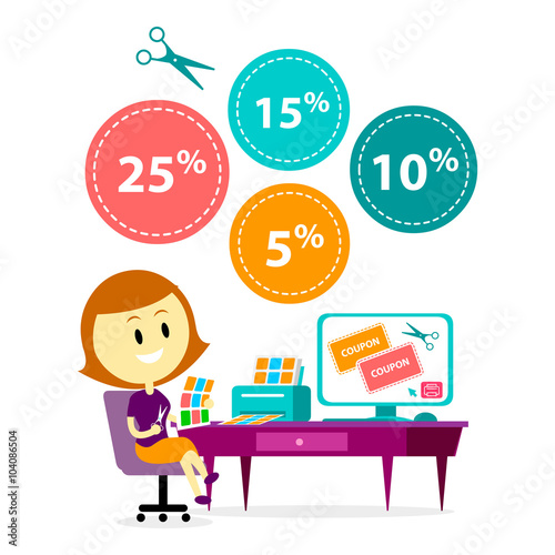 Woman Cutting Printable Coupons from Online Stores