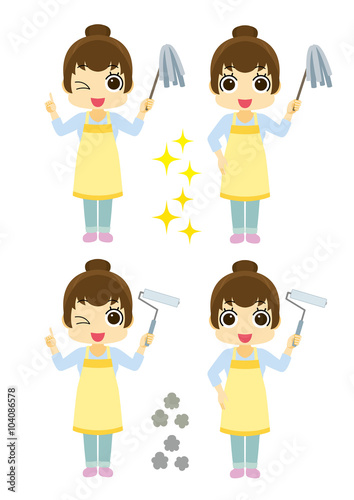 主婦　掃除道具　はたき　コロコロ
