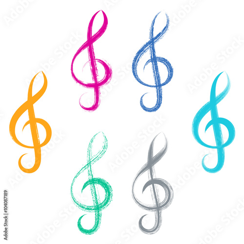 Treble clefs brush strokes design