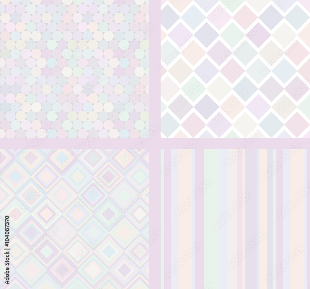 Vector set of four simple backgrounds. Gentle and tender colors.