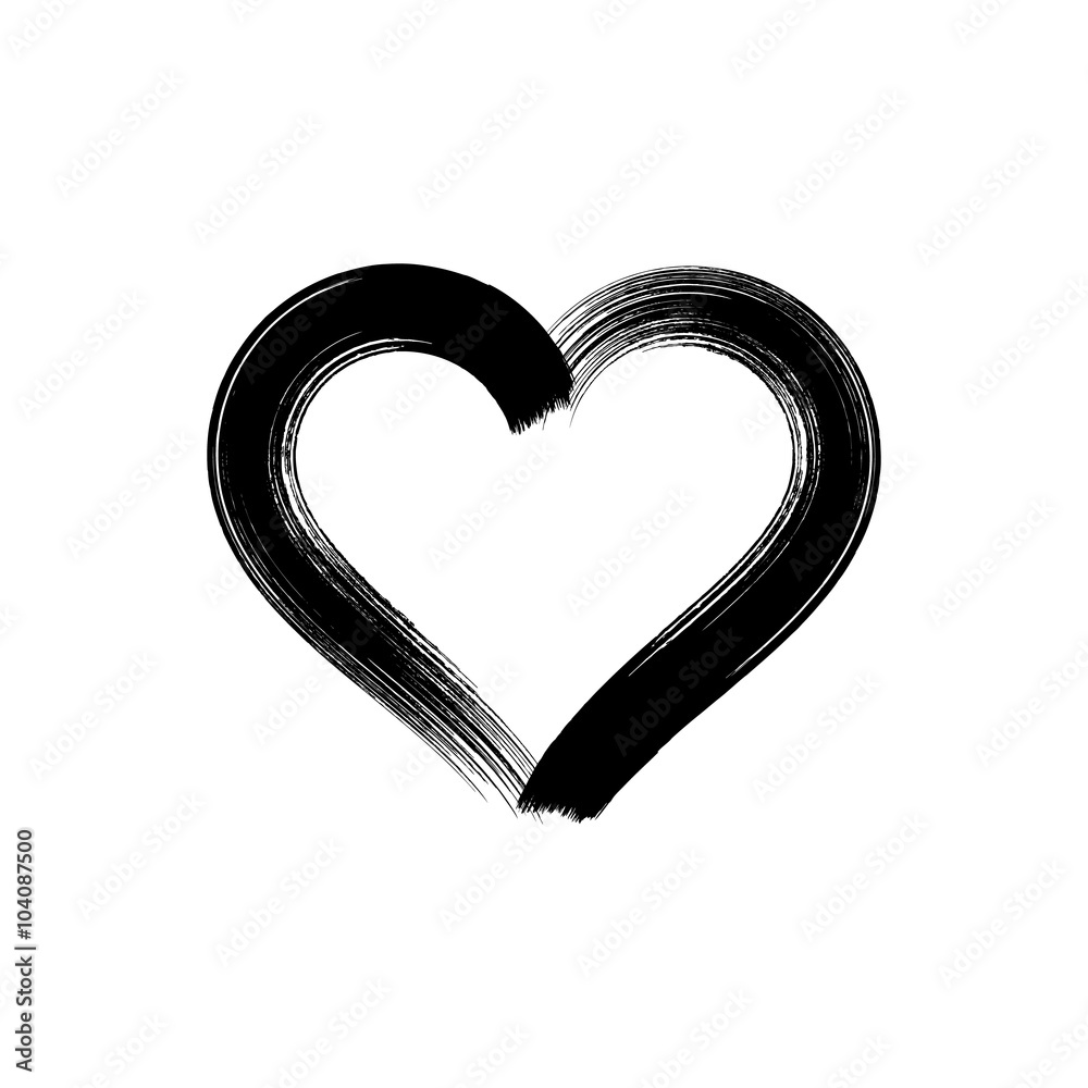 Black vector brush strokes heart Black vector brush strokes heart